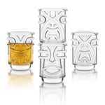 Final Touch Tiki Shot Glasses, Set of 4, Clear