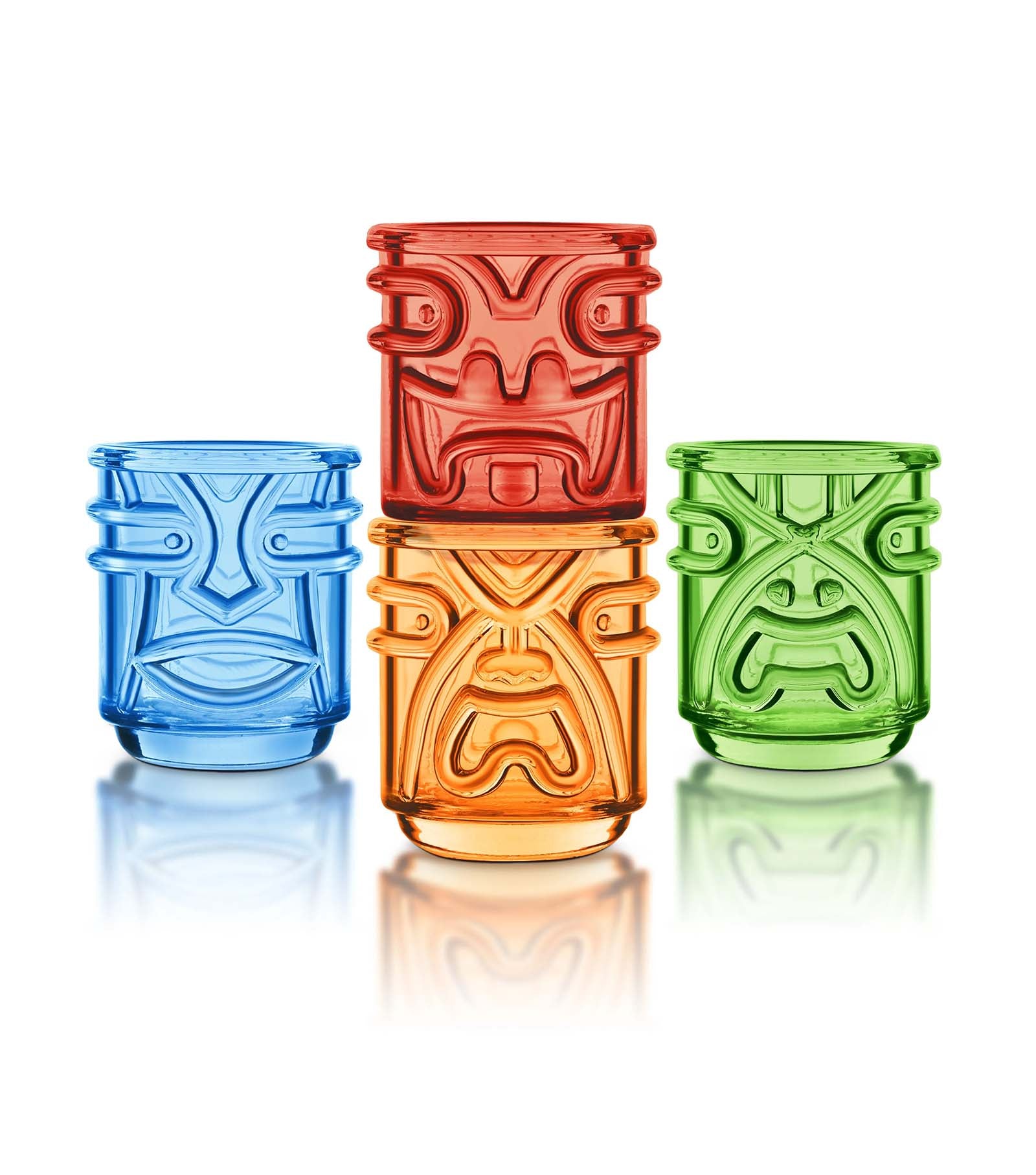 Final Touch Tiki Tumbler Glasses - Set of 4, Multicolor
