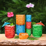 Final Touch Tiki Tumbler Glasses - Set of 4, Multicolor
