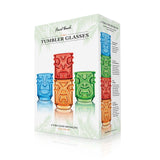 Final Touch Tiki Tumbler Glasses - Set of 4, Multicolor