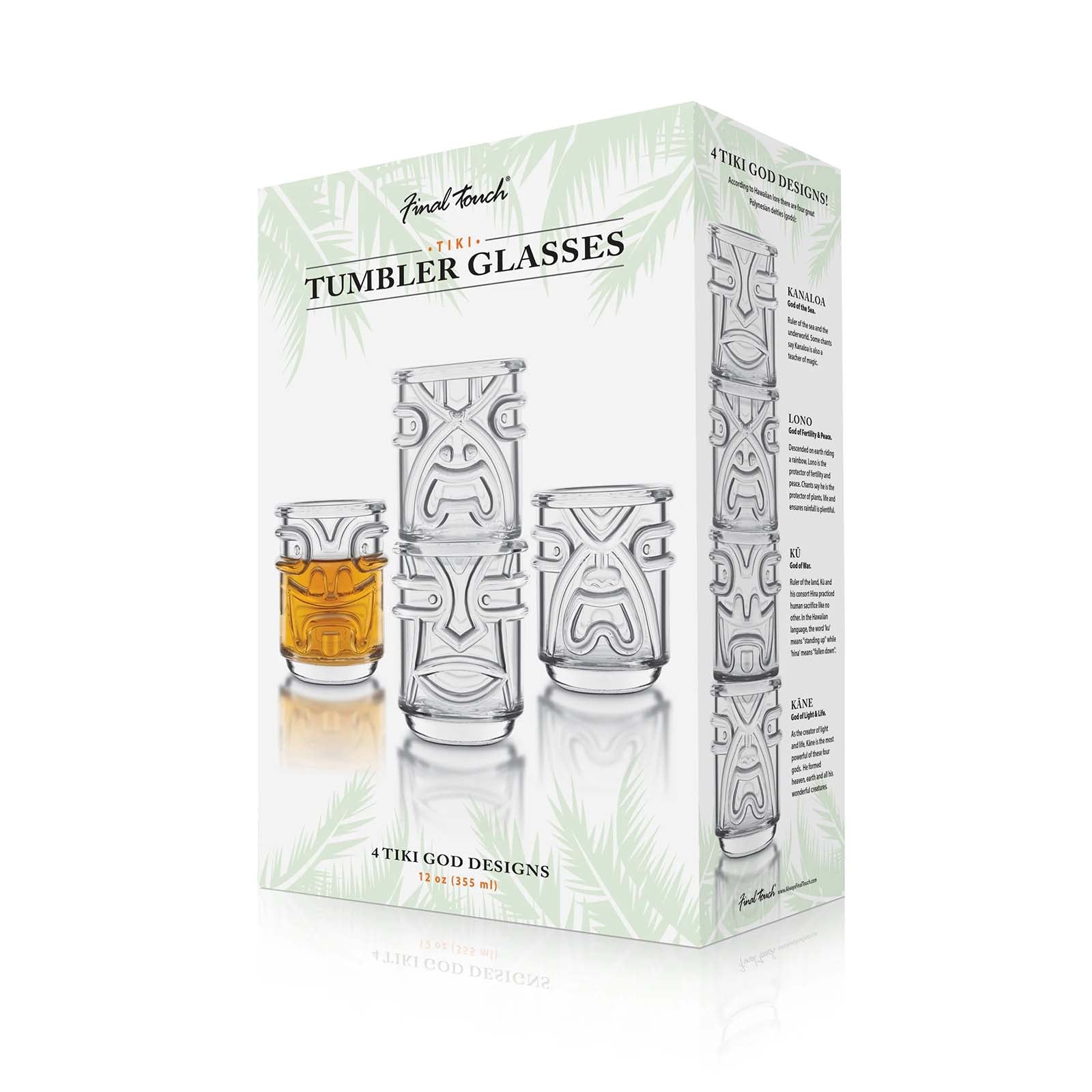 Final Touch Tiki Tumbler Glasses, Set of 4, Clear
