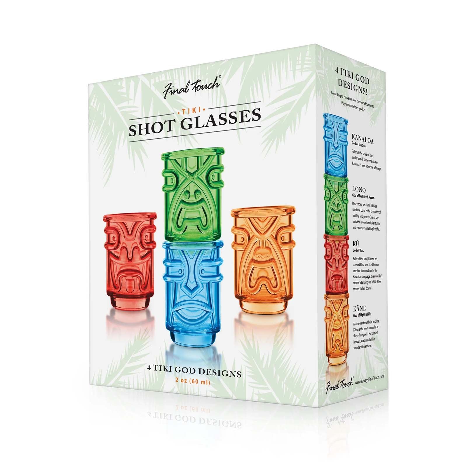 Final Touch Tiki Shot Glasses, Multicolor, Set of 4
