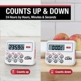 CDN TM8 Digital Cooking Timer and Clock, White