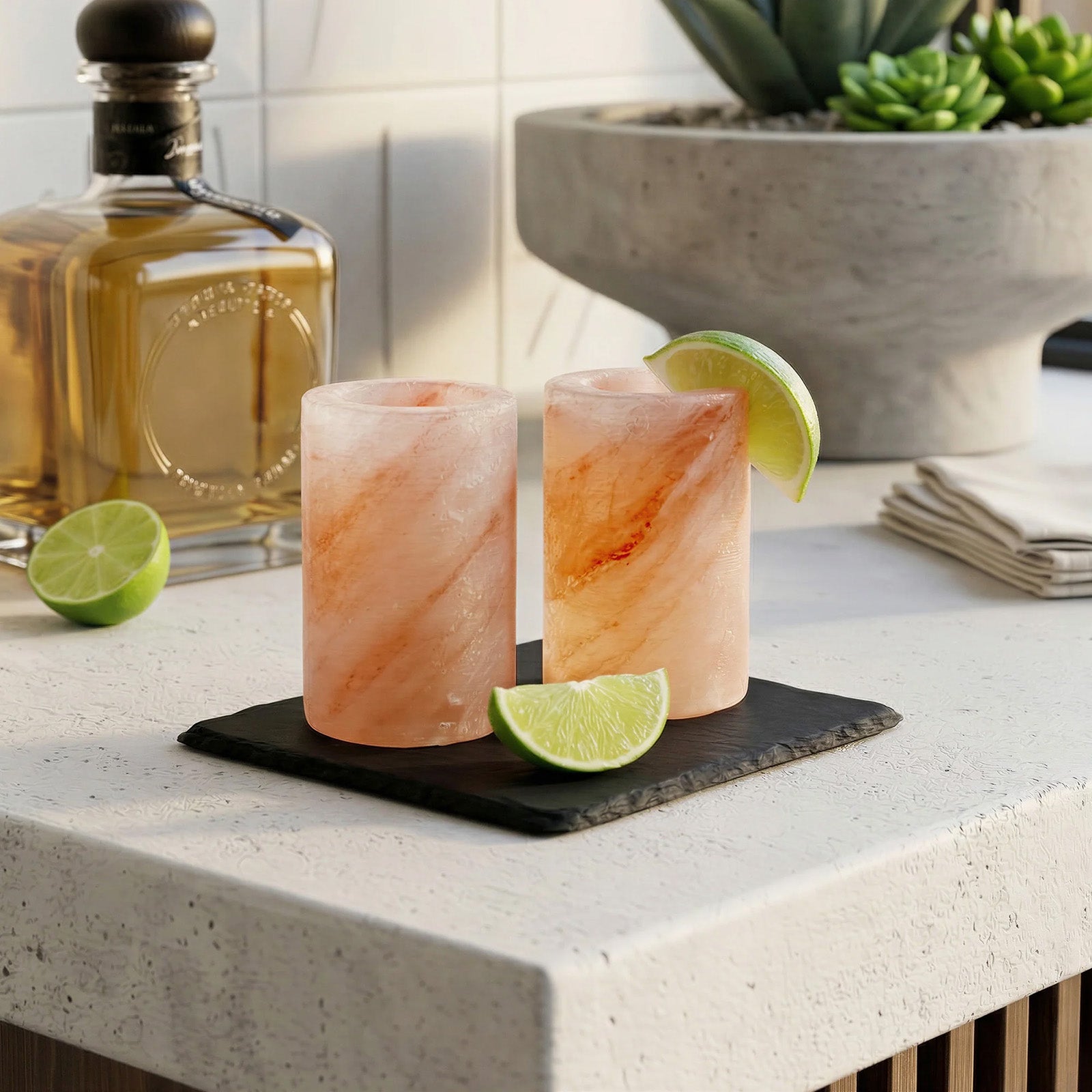 Final Touch Himalayan Salt Tequila Shot Glasses, Set of 4, 1.5 oz Each
