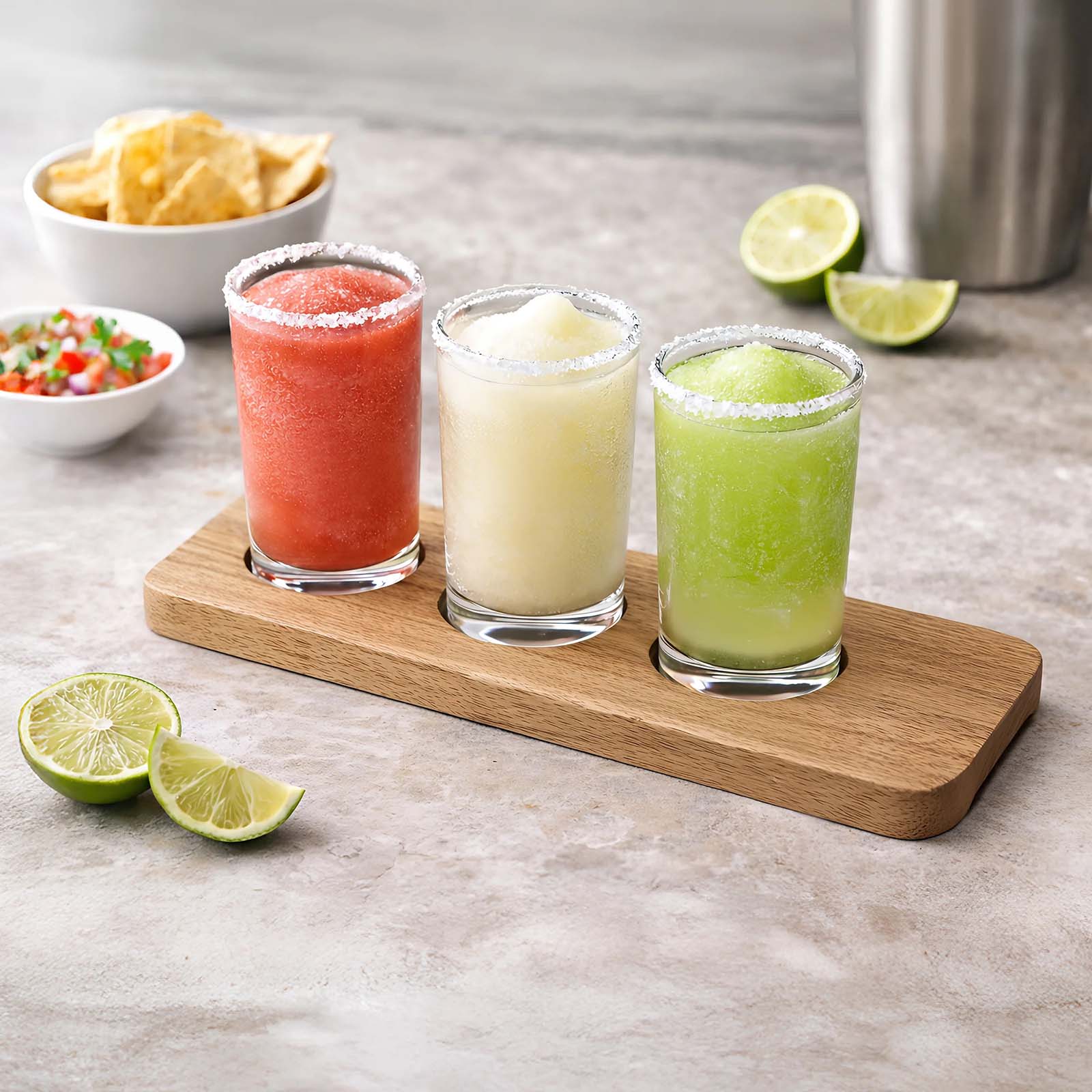 Final Touch 4 Piece Margarita and Frozen Drink Flight Tasting Set