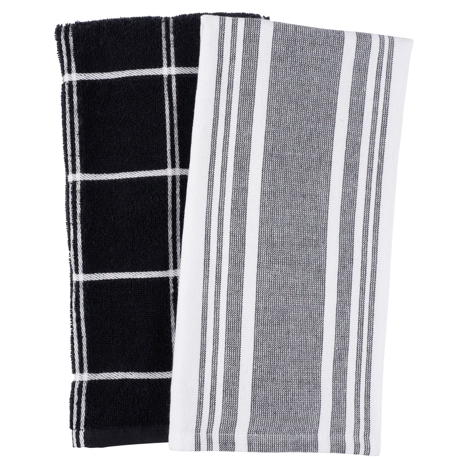 KAF Home Cat Cora Terry Kitchen Towels, Set of 2, Black