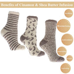 Aromasoles Essential Oil Infused Warm Cozy Slipper Socks, 3 Pack, Cinnamon