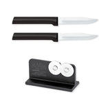 Rada Cutlery 3.25-Inch Regular Paring Knife Set of 2, Black Handles & Quick Edge Knife Sharpener