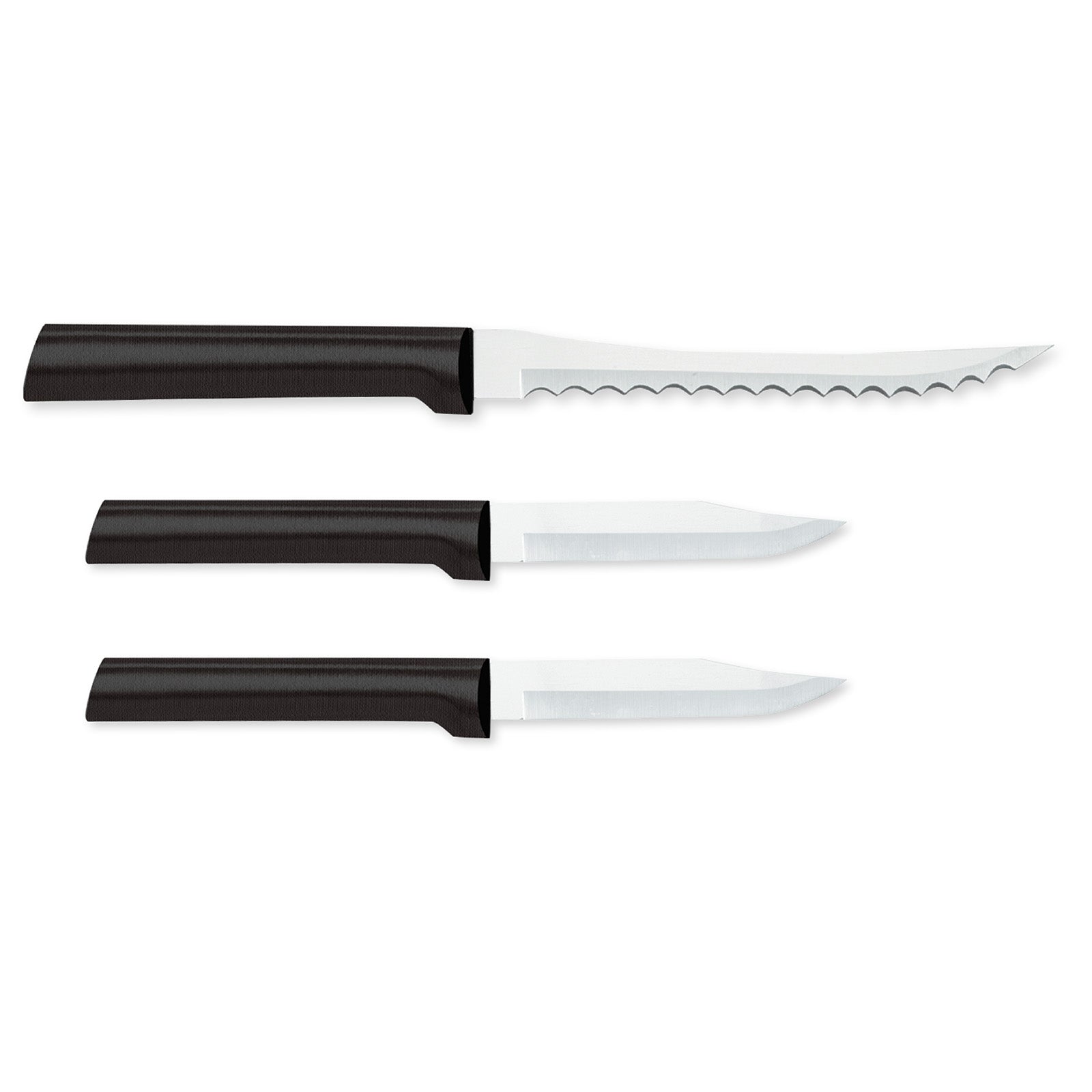 Rada Cutlery 3.25-Inch Regular Paring Knife & 5-Inch Tomato Slicer Stainless Steel Serrated Blade, Black Handles
