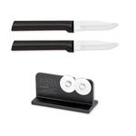 Rada Cutlery 2.5-Inch Peeling Paring Knife Set of 2, Black Handles & Quick Edge Knife Sharpener