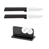 Rada Cutlery 2.5-Inch Peeling Paring Knife Set of 2, Black Handles & Quick Edge Knife Sharpener
