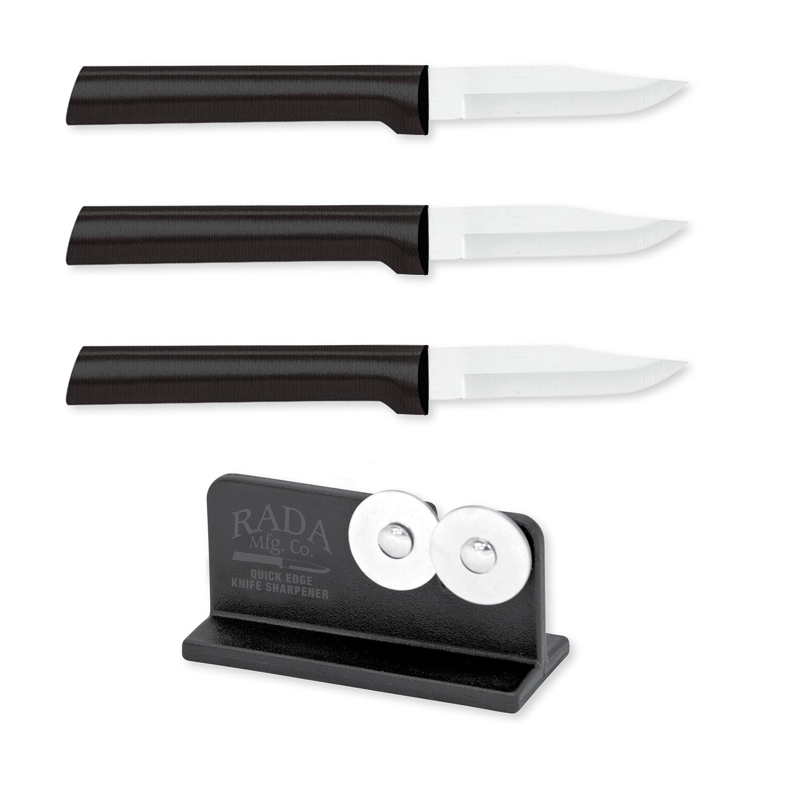 Rada Cutlery 2.5-Inch Peeling Paring Knife Set of 3 & Quick Edge Knife Sharpener