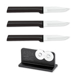 Rada Cutlery 2.5-Inch Peeling Paring Knife Set of 3, Black Handles & Quick Edge Knife Sharpener