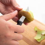 Rada Cutlery 3.25-Inch Heavy Duty Paring Knife, 3.25-Inch Regular Paring Knife, 2.5-Inch Peeling Knife, 2.38-Inch Granny Paring Knife, Black Handles & Quick Edge Knife Sharpener