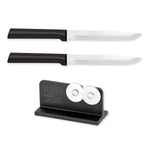 Rada Cutlery 4.875-Inch Utility/Steak Knife Set of 2, Black Handles & Quick Edge Knife Sharpener