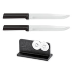 Rada Cutlery 7-Inch Slicer Knife Set of 2, Black Handles & Quick Edge Knife Sharpener