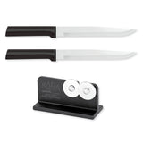 Rada Cutlery 7-Inch Slicer Knife Set of 2, Black Handles & Quick Edge Knife Sharpener
