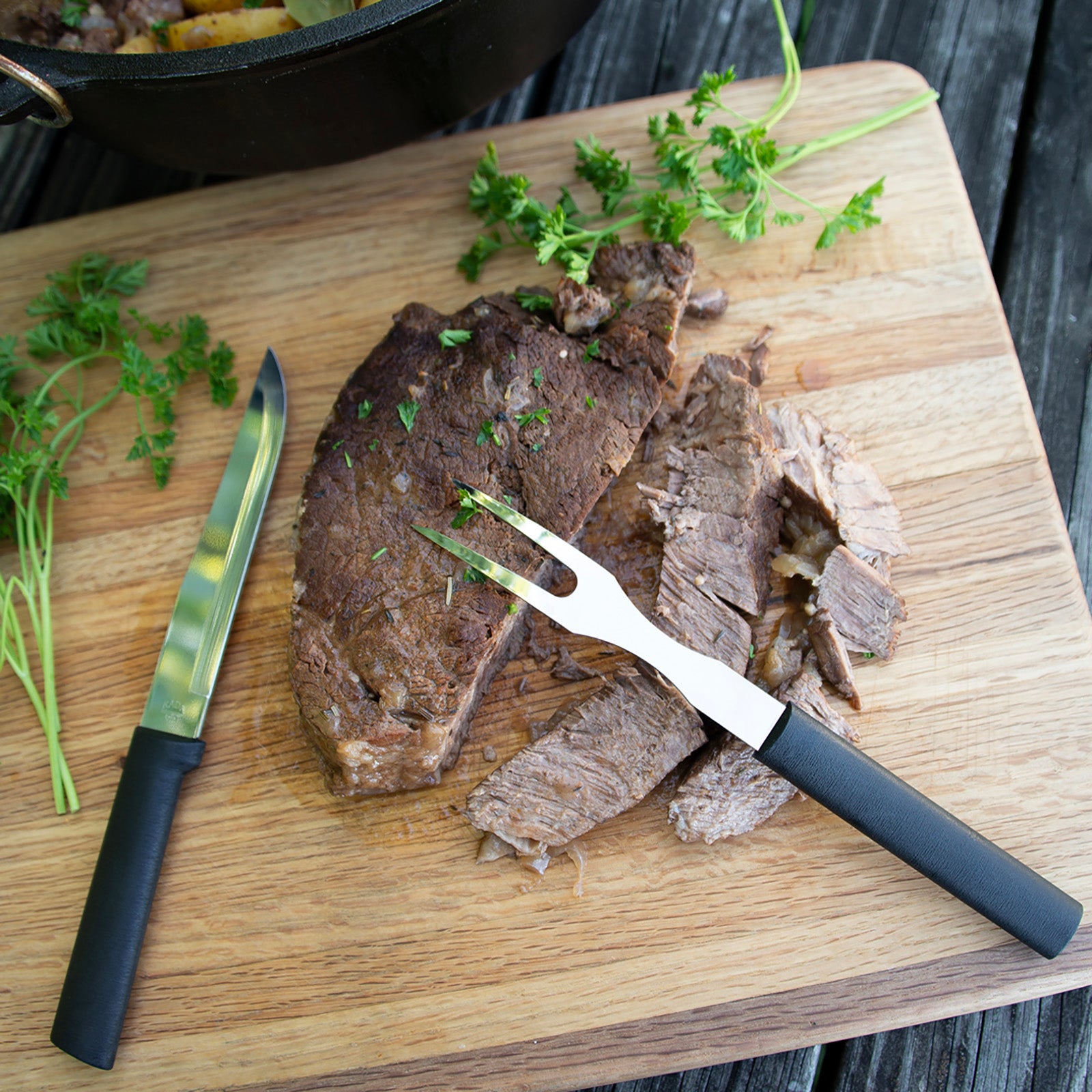 Rada Cutlery 5.125-Inch Carving Fork, Black Handle