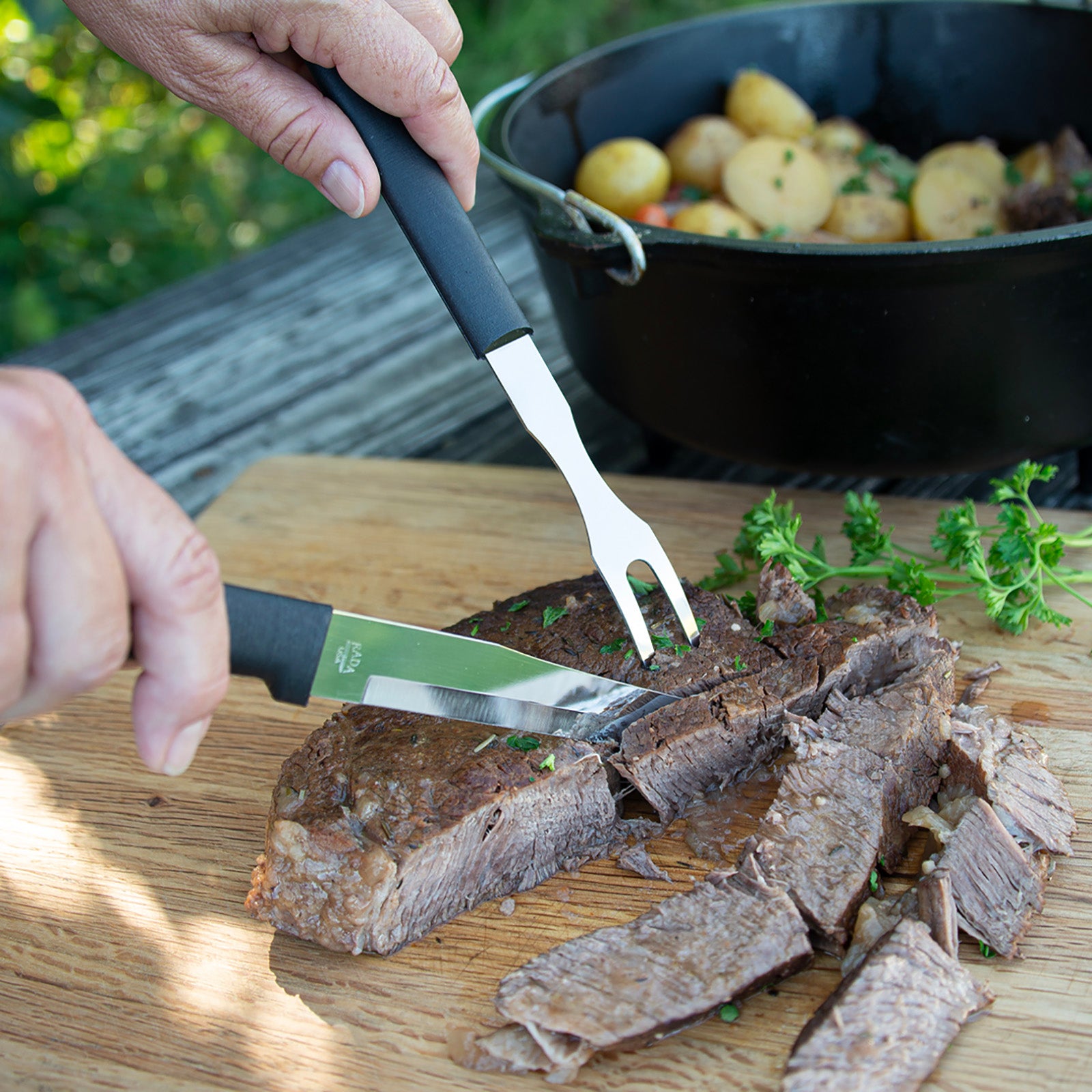 Rada Cutlery 5.125-Inch Carving Fork, Black Handle