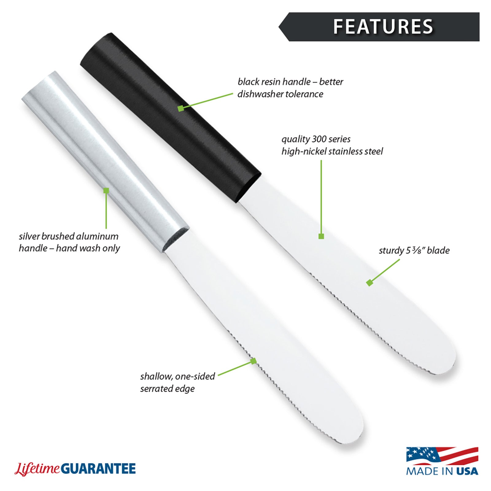 Rada Cutlery 5.375-Inch Super Spreader Stainless Hollow Ground Blade, Black Handle