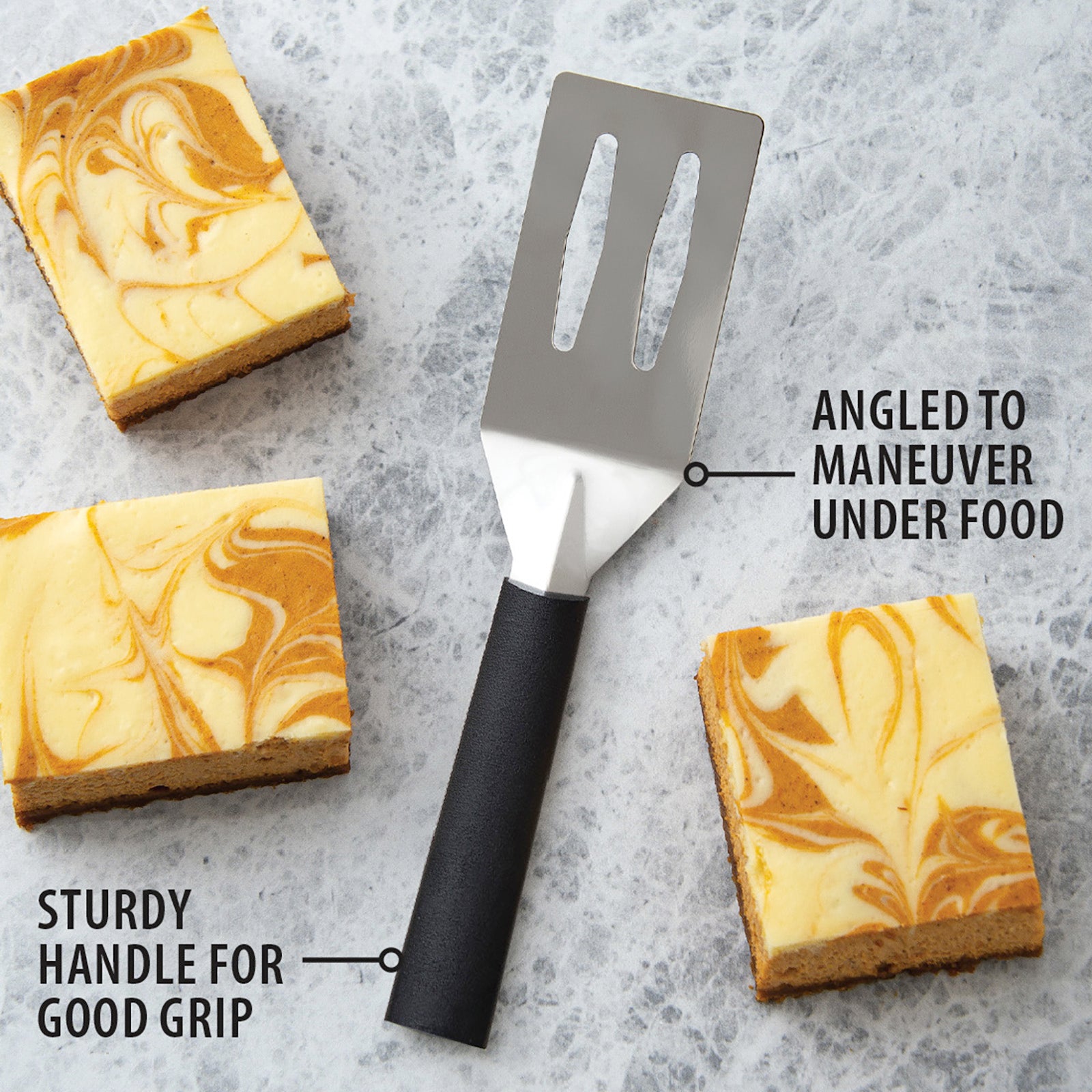 Rada Cutlery 3.375-Inch Slotted Turner Spatula, Black Handle