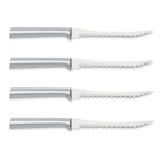 Rada Cutlery 5-Inch Tomato Slicer Stainless Steel Serrated Blade, Set of 4, Black Handles
