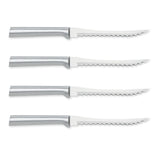 Rada Cutlery 5-Inch Tomato Slicer Stainless Steel Serrated Blade, Set of 4, Black Handles