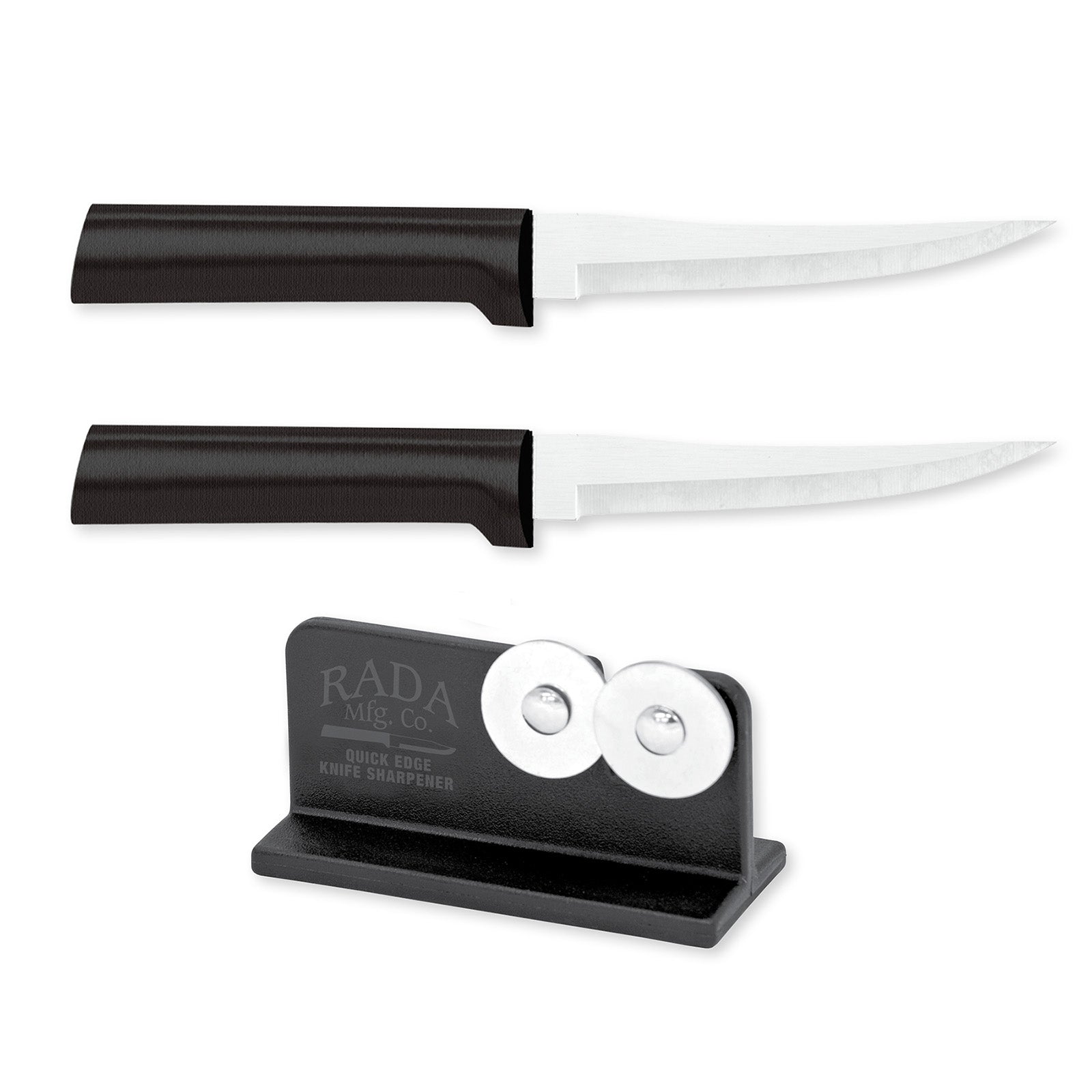 Rada Cutlery 4.375-Inch Super Parer Set of 2, Black Handles & Quick Edge Knife Sharpener