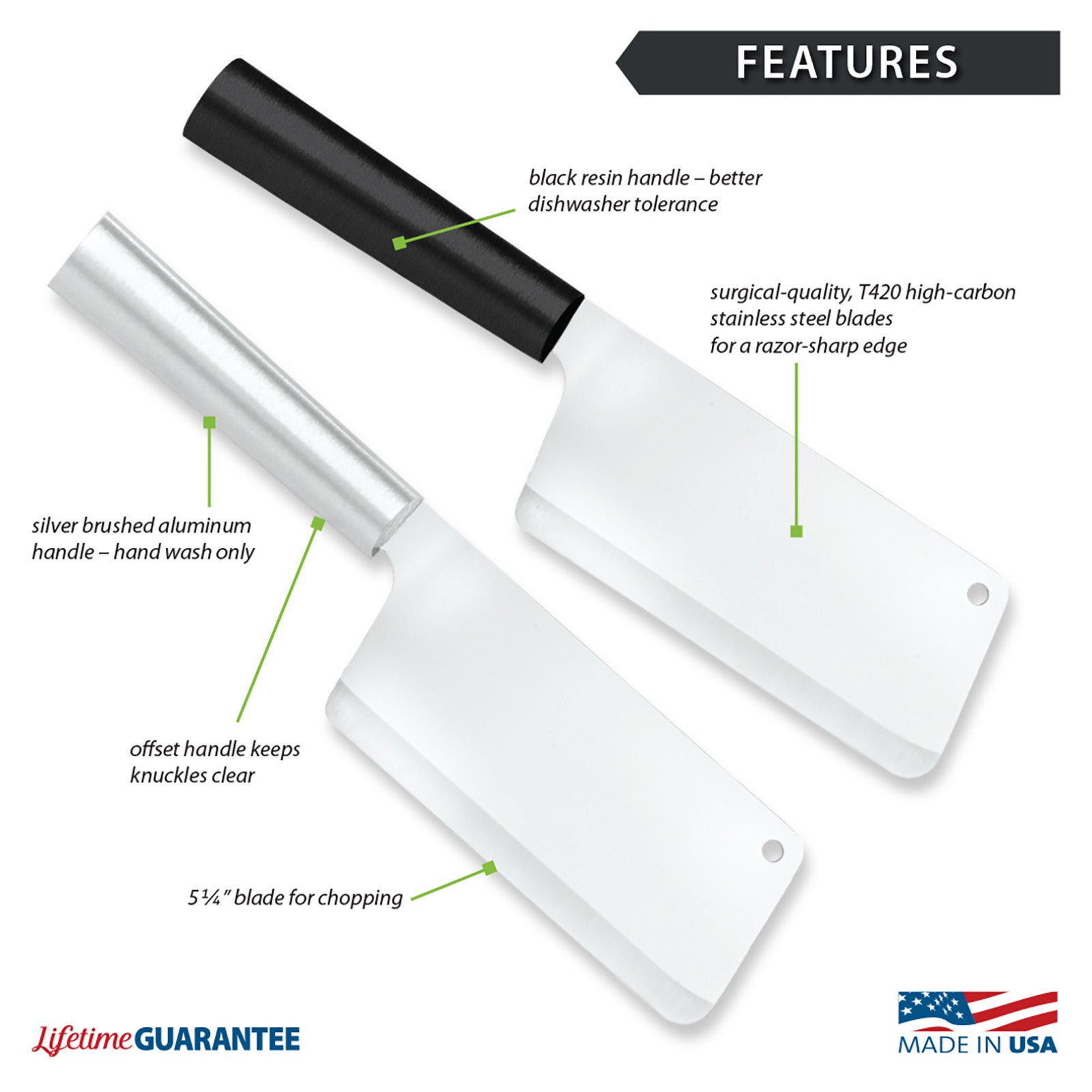 Rada 5.25 Inch Chef's Dicer Knife, Black Handle