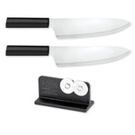 Rada Cutlery 8.5-Inch French Chef Knife Set of 2, Black Handles & Quick Edge Knife Sharpener