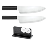 Rada Cutlery 8.5-Inch French Chef Knife Set of 2, Black Handles & Quick Edge Knife Sharpener