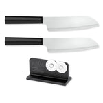 Rada Cutlery 6.25-Inch Cook's Knife Set of 2, Black Handles & Quick Edge Knife Sharpener