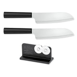 Rada Cutlery 6.25-Inch Cook's Knife Set of 2, Black Handles & Quick Edge Knife Sharpener