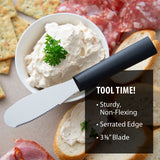 Rada Cutlery 3.375-Inch Party Spreader Stainless Steel Serrated Blade, Black Handle