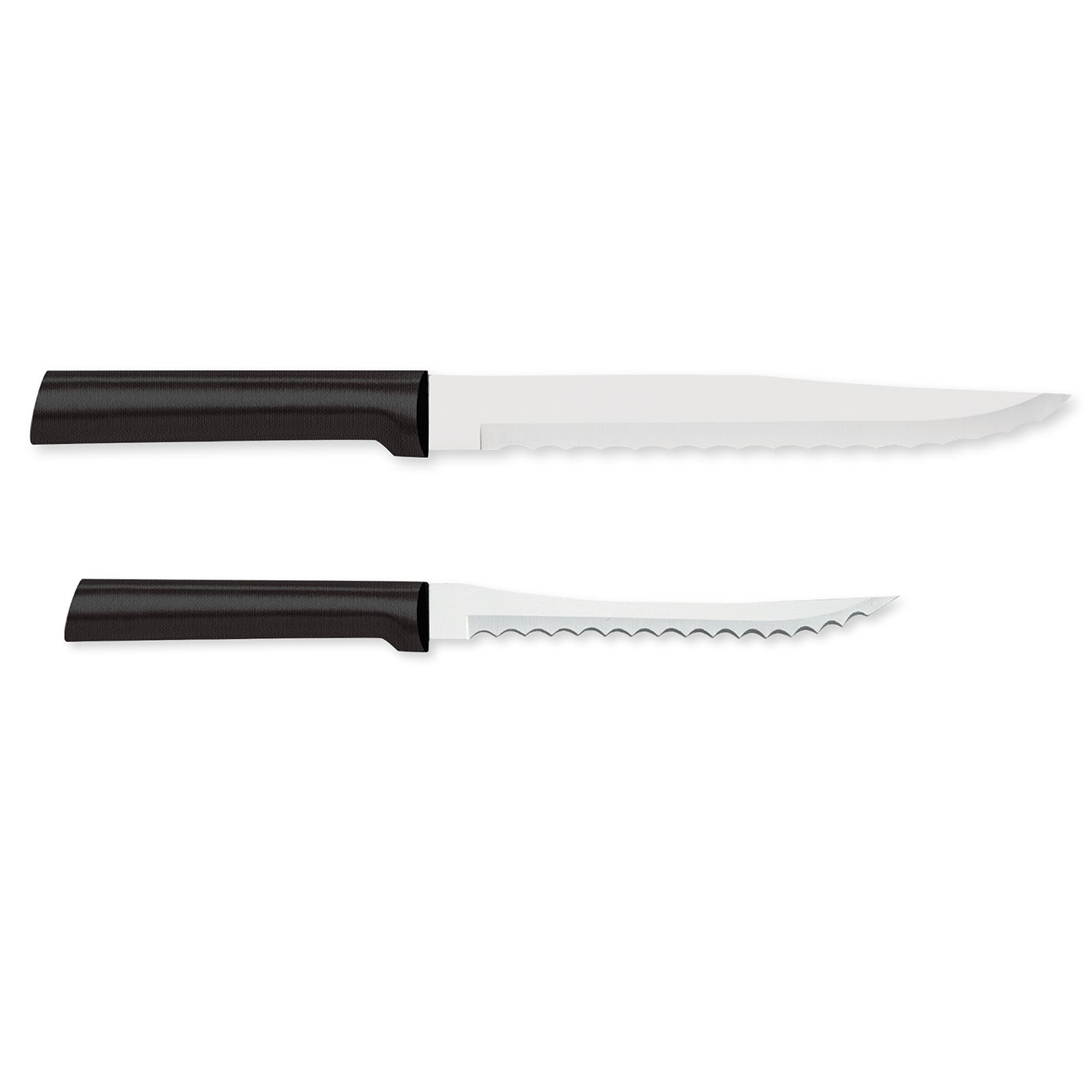 Rada Cutlery 7-Inch Serrated Slicer Stainless Steel Blade & 5-Inch Tomato Slicer Stainless Steel Serrated Blade, Black Handles