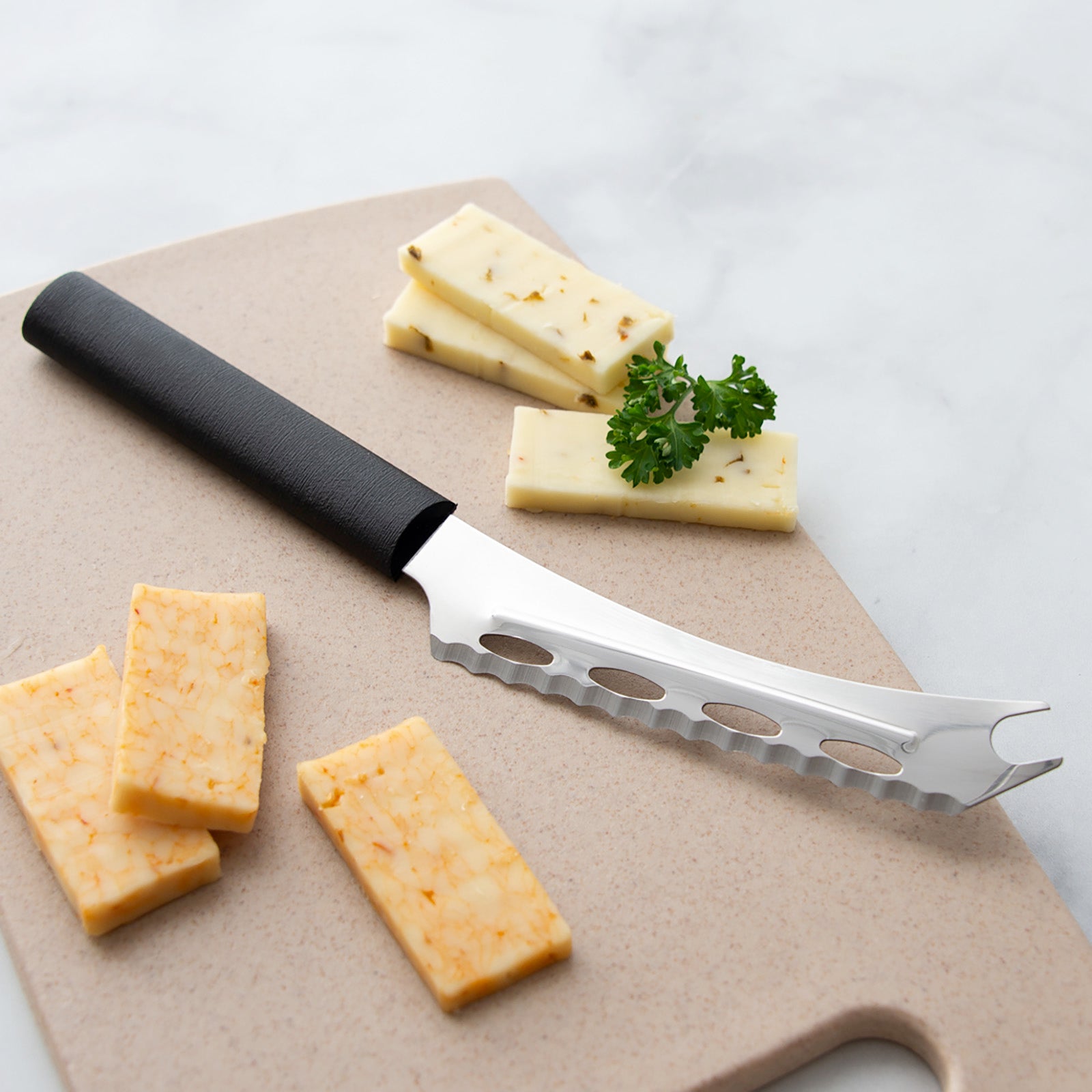 Rada Cutlery 5.25-Inch Cheese Knife Serrated Stainless Steel Blade, Black Handle