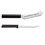 Rada Cutlery 5.25-Inch Cheese Knife & 5-Inch Tomato Slicer, Stainless Steel Serrated Blades, Black Handles