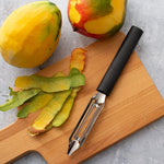 Rada Cutlery 2-Inch Deluxe Vegetable Peeler & 5-Inch Tomato Slicer Stainless Steel Serrated Blade, Black Handles