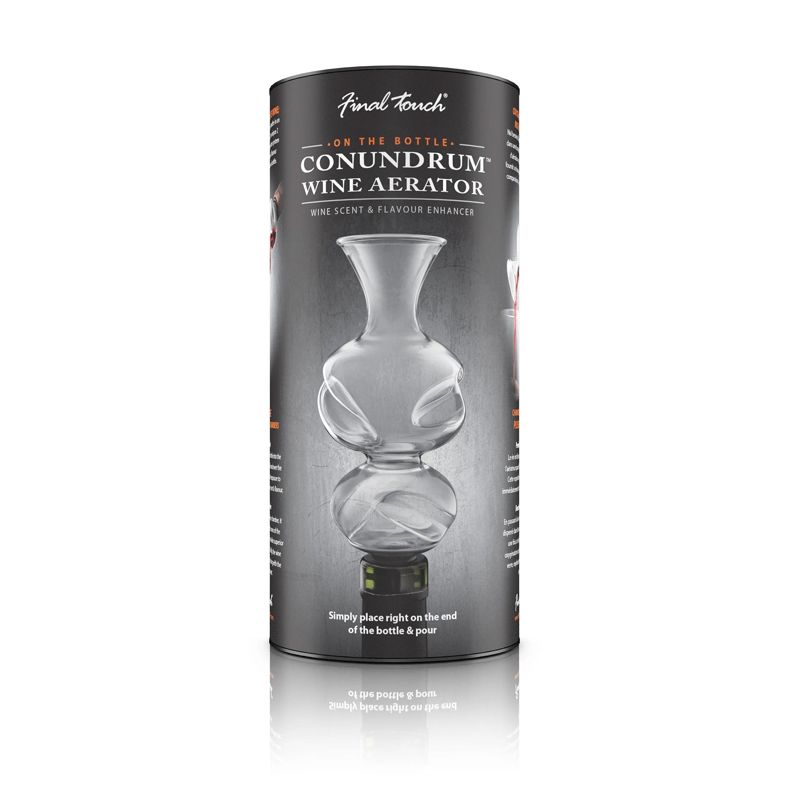 Final Touch On The Bottle Conundrum Wine Aerator, Glass & BPA-Free Silicone