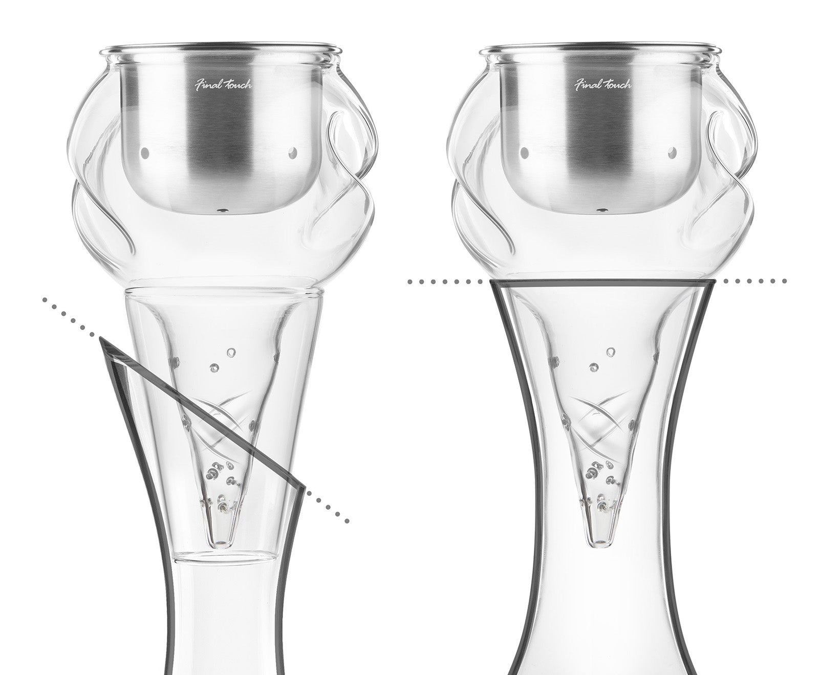 Final Touch Conundrum Stainless Steel Aerator For Wine Decanters