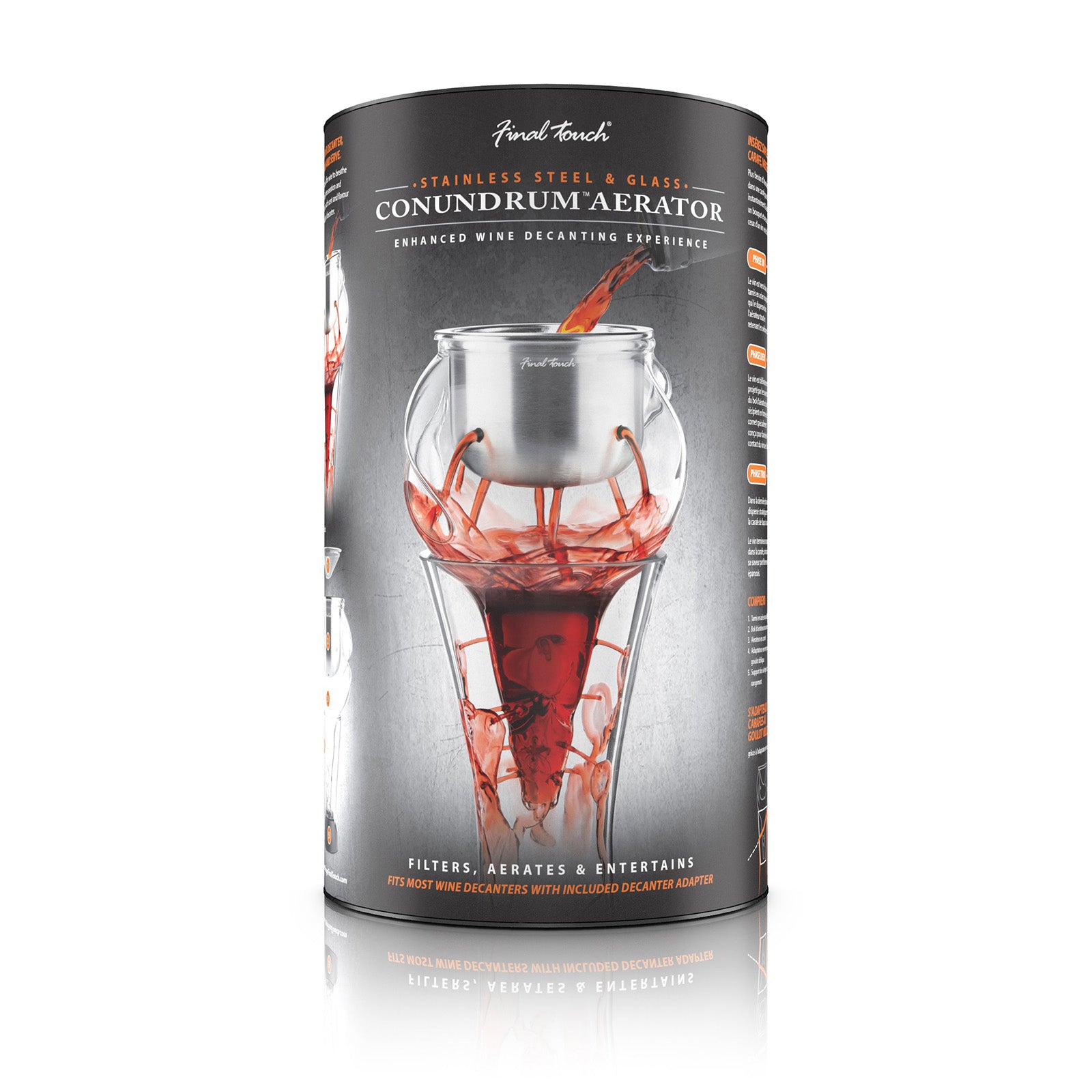 Final Touch Conundrum Stainless Steel Aerator For Wine Decanters