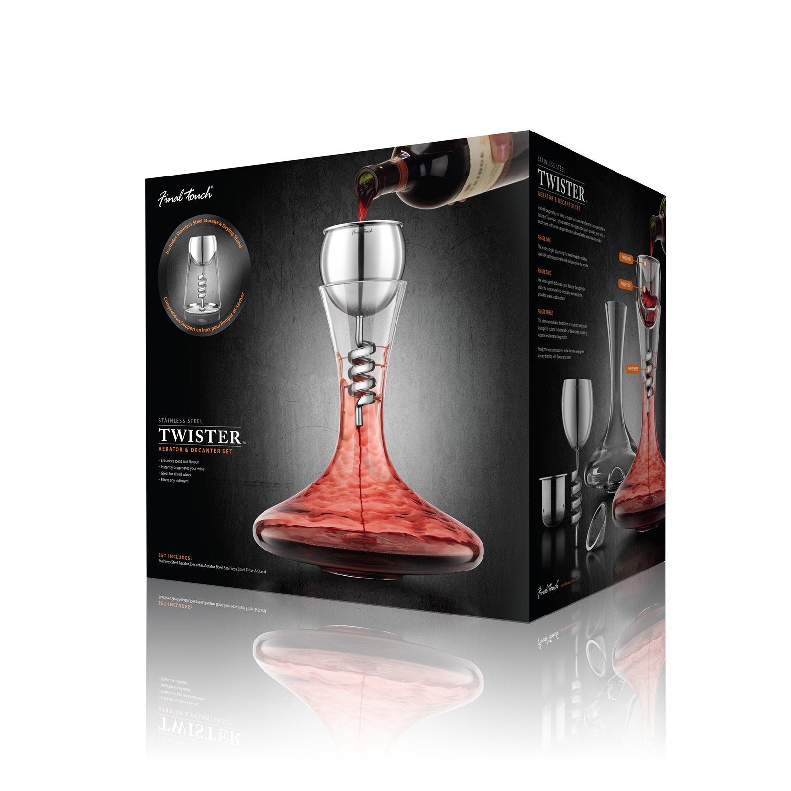Final Touch Twister Stainless Steel Aerator & Decanter Set