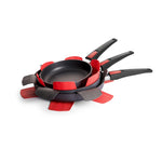 Woll Silicone Pan Protectors 3 Piece Set, Red & Gray