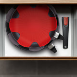 Woll Silicone Pan Protectors 3 Piece Set, Red & Gray