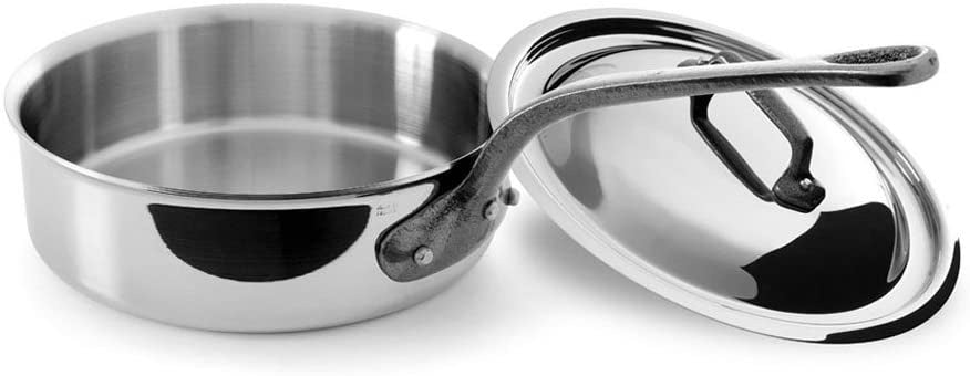 Mauviel M'Cook Ci Stainless Steel Saute Pan With Lid, 7.8 Inch