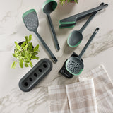 Lekue Essential Cooking Tool Set 5 Kitchen Utensils With Stand, Black