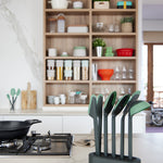 Lekue Essential Cooking Tool Set 5 Kitchen Utensils With Stand, Black