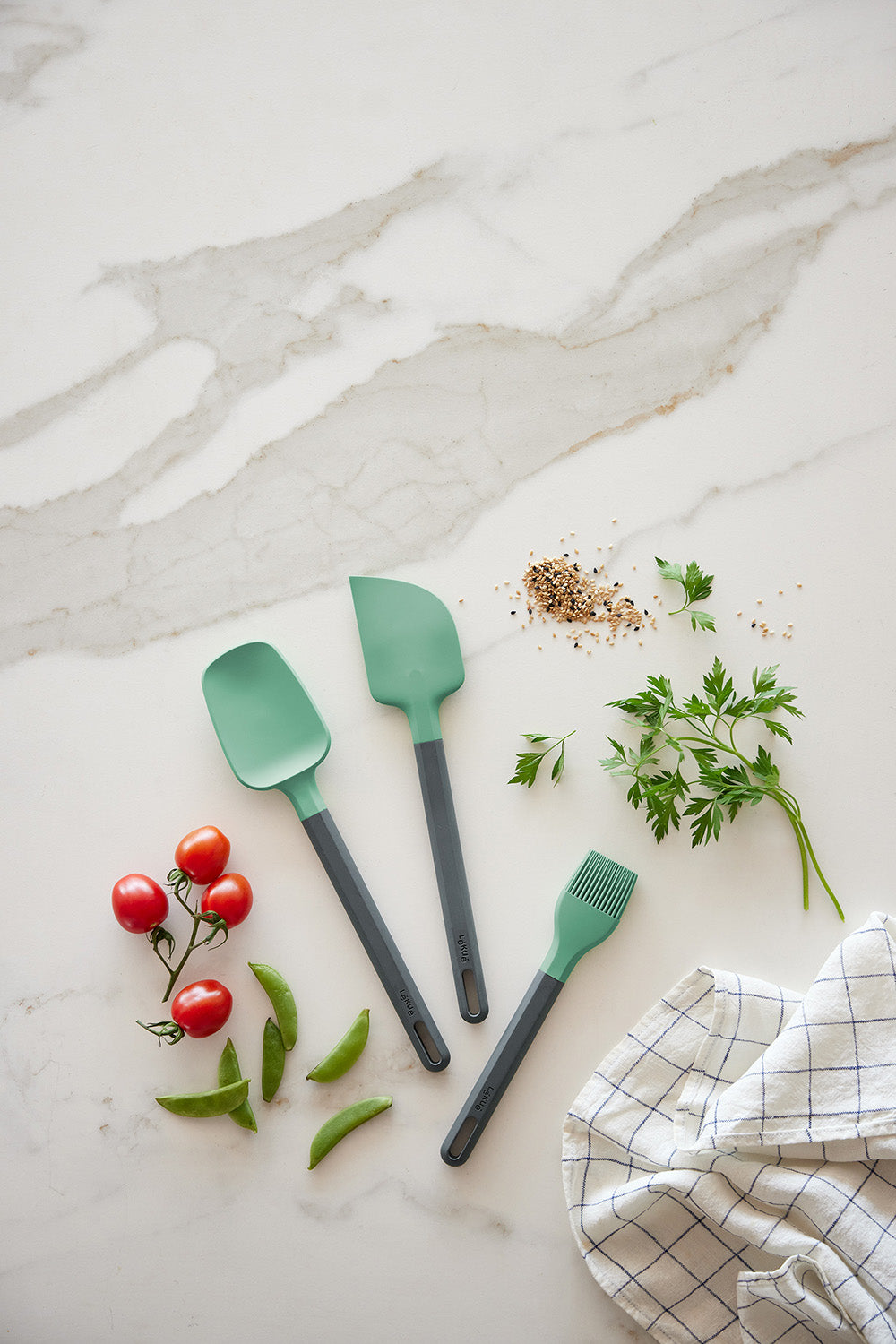 Lekue Essential Cooking Tool Set 5 Kitchen Utensils With Stand, Black