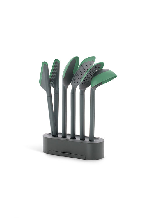 Lekue Essential Cooking Tool Set 5 Kitchen Utensils With Stand, Black