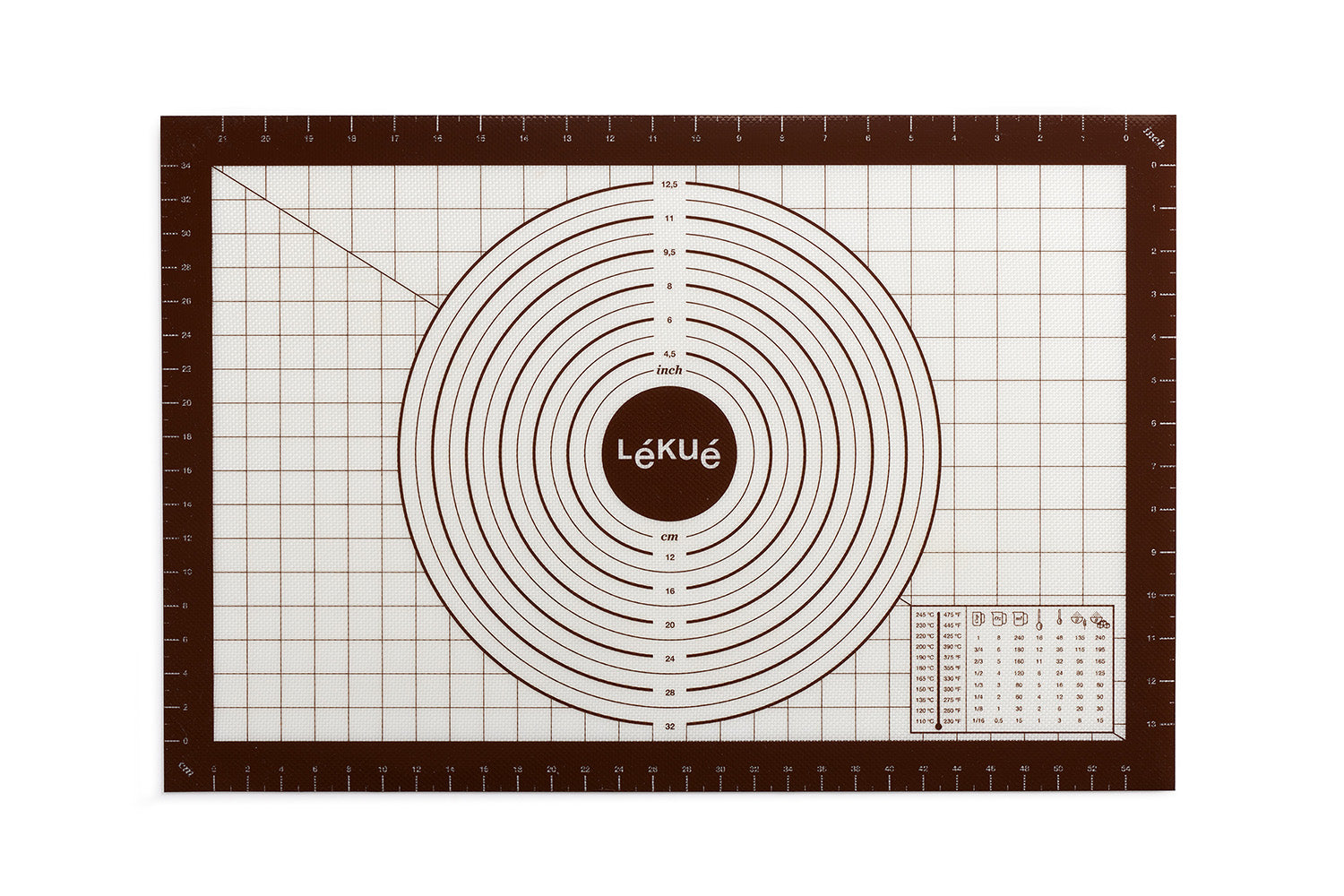 Lekue Non-Stick Silicone Pastry Mat with Measurement Markings, 24 x 16 Inches, Black